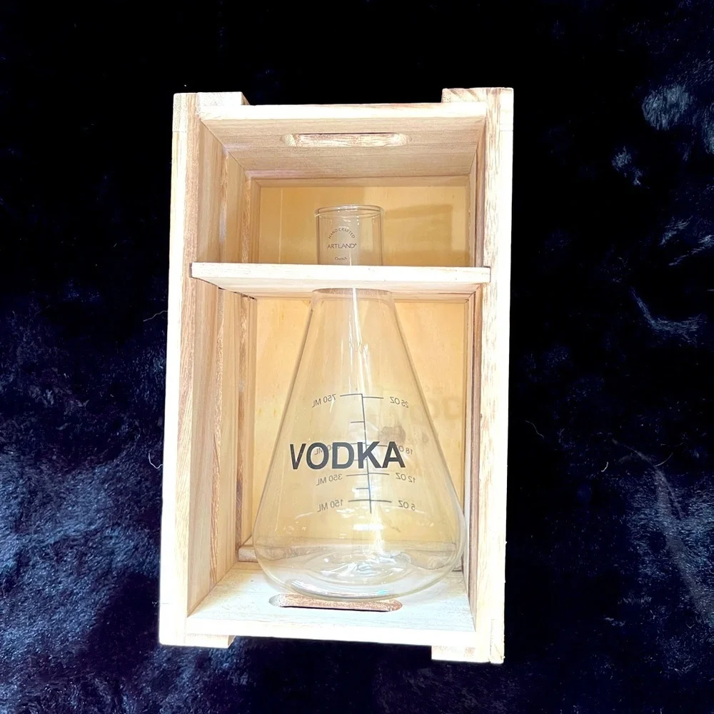Artland 750mL Vodka Mixology Bottle in Wooden Gift Box - Home Bar Essential